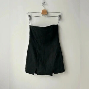 Black Strapless Linen Mini Dress Side Slit Bodycon Party Dress Rumer Harper NWT